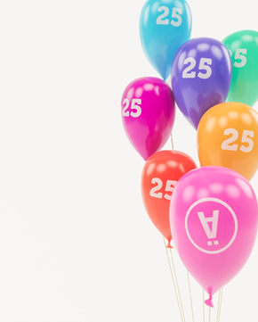 Sällsynta diagnosers 25-årsjubileum, färgglada ballonger
